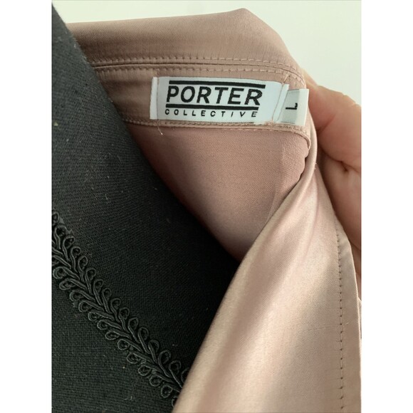 Porter Collective Metallic Pink Blazer Jacket Womens L Pockets Open Front - Picture 6 of 9